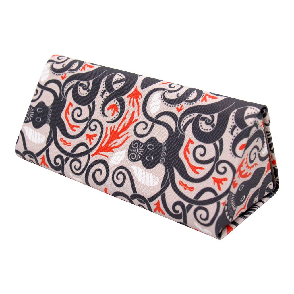 Octopus Print Vegan Leather Glasses Case