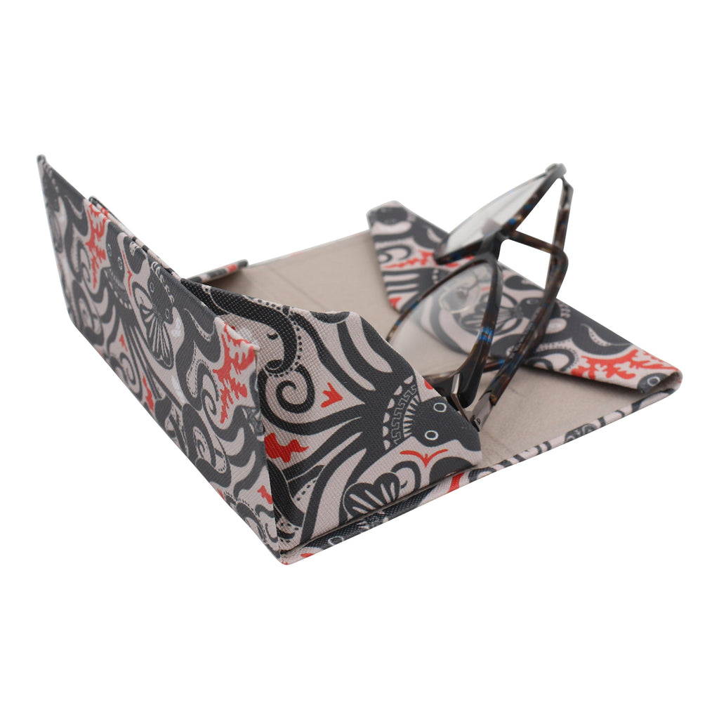 Octopus Print Vegan Leather Glasses Case