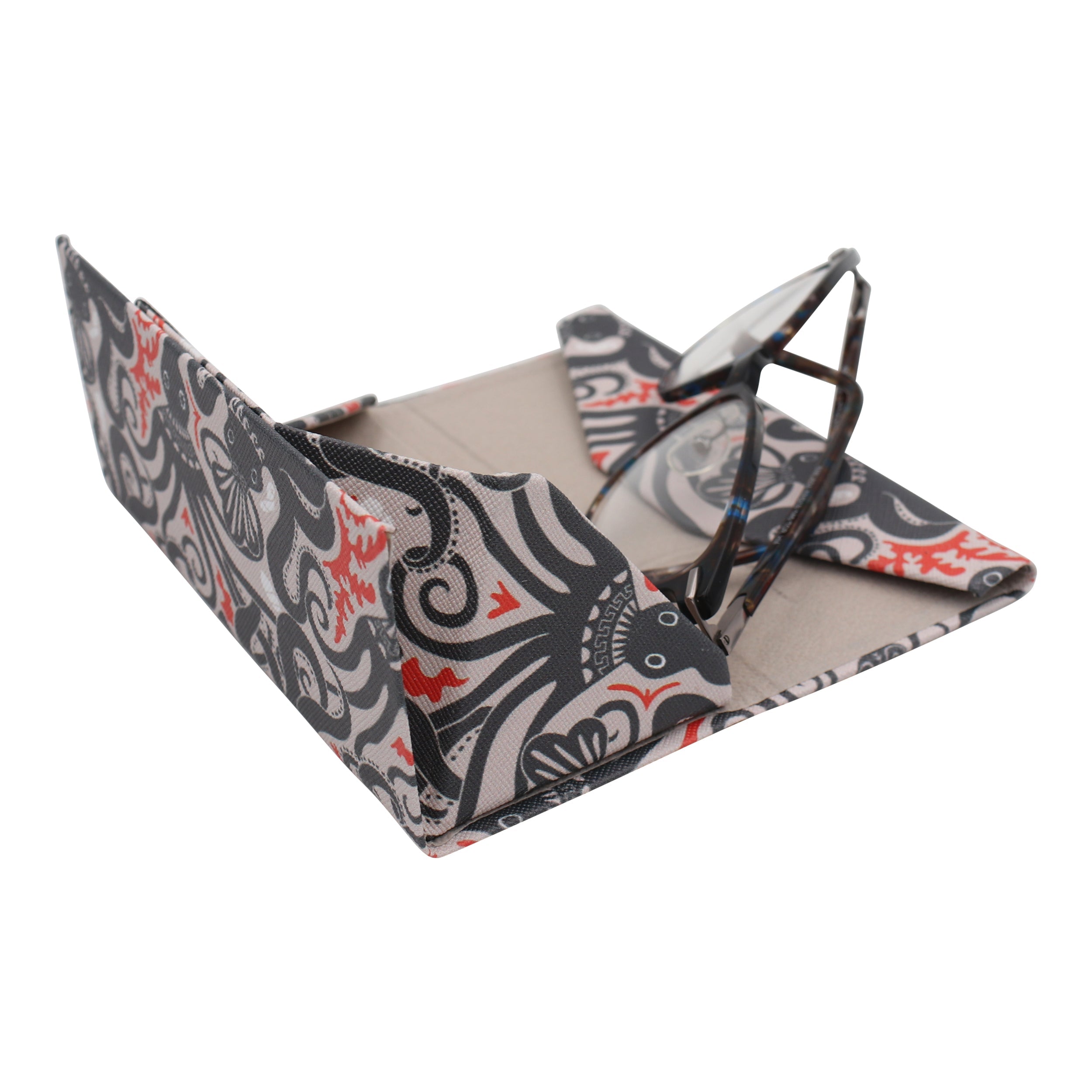 Octopus Print Vegan Leather Glasses Case