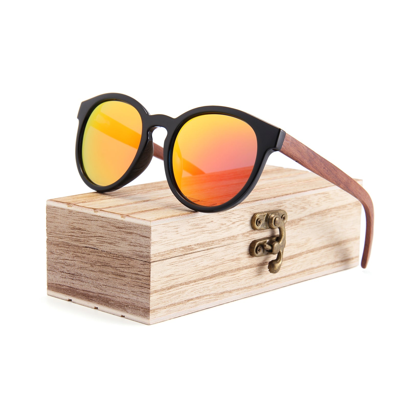 Papago Arriva Lidos sunglasses with handmade recycled wooden frames, showcasing natural wood grain and stylish design.