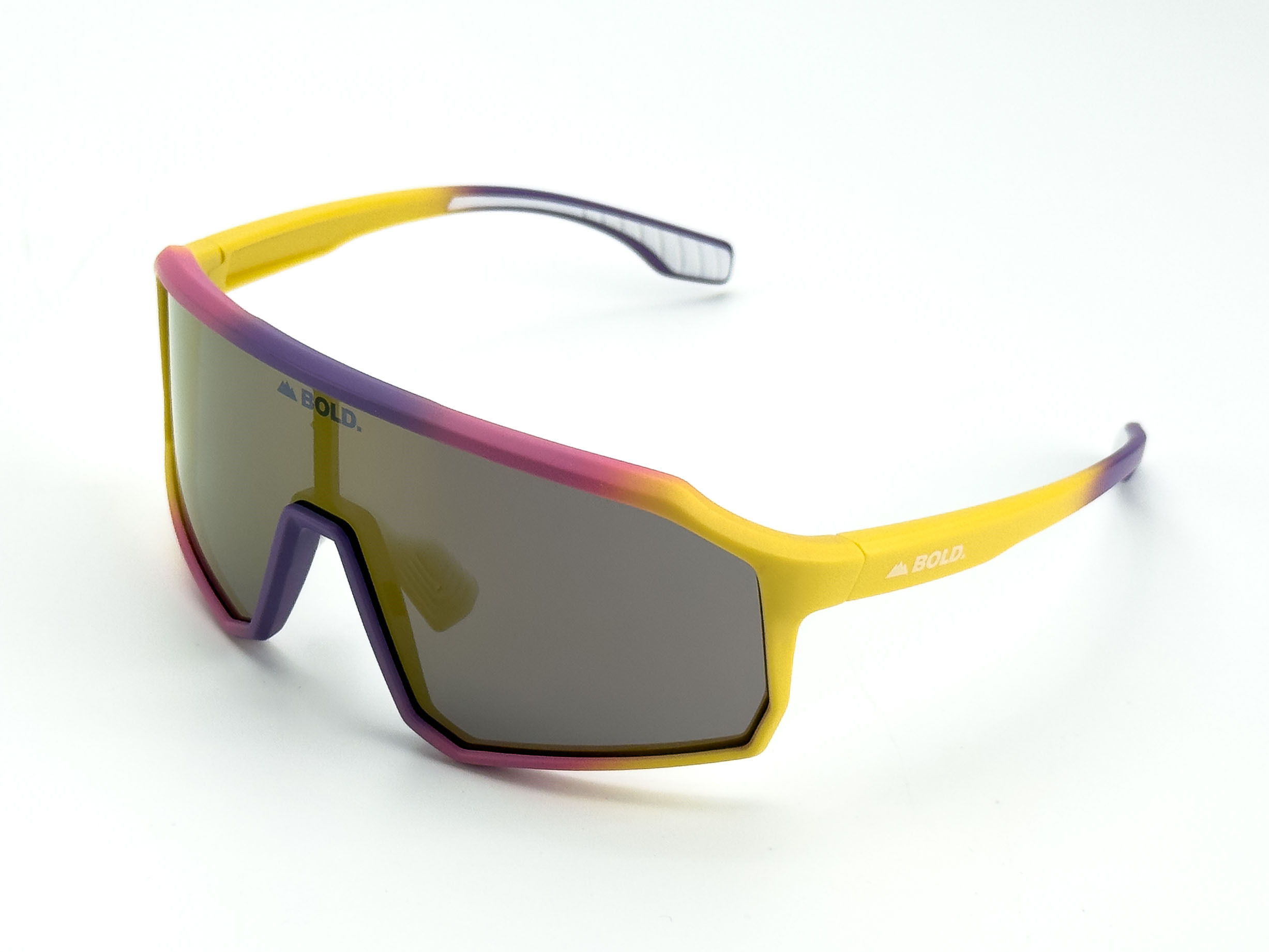 Kids sunglasses by BoldOuterwear, BOLD Rippers, with sporty frame and tinted lenses, designed for MTB, ski, and lifestyle use.
