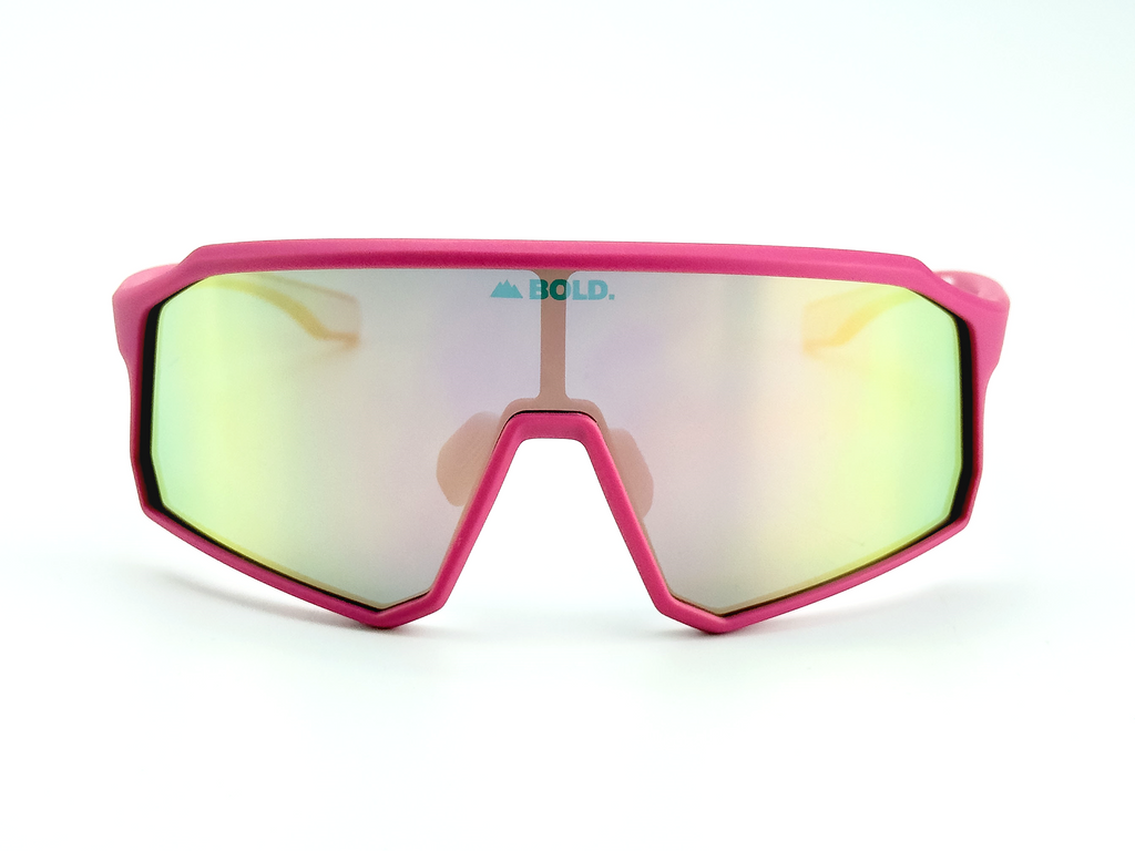Kids wearing BOLD Rippers sunglasses, designed for MTB, ski, and lifestyle activities, with colorful frame and UV-protective lenses.