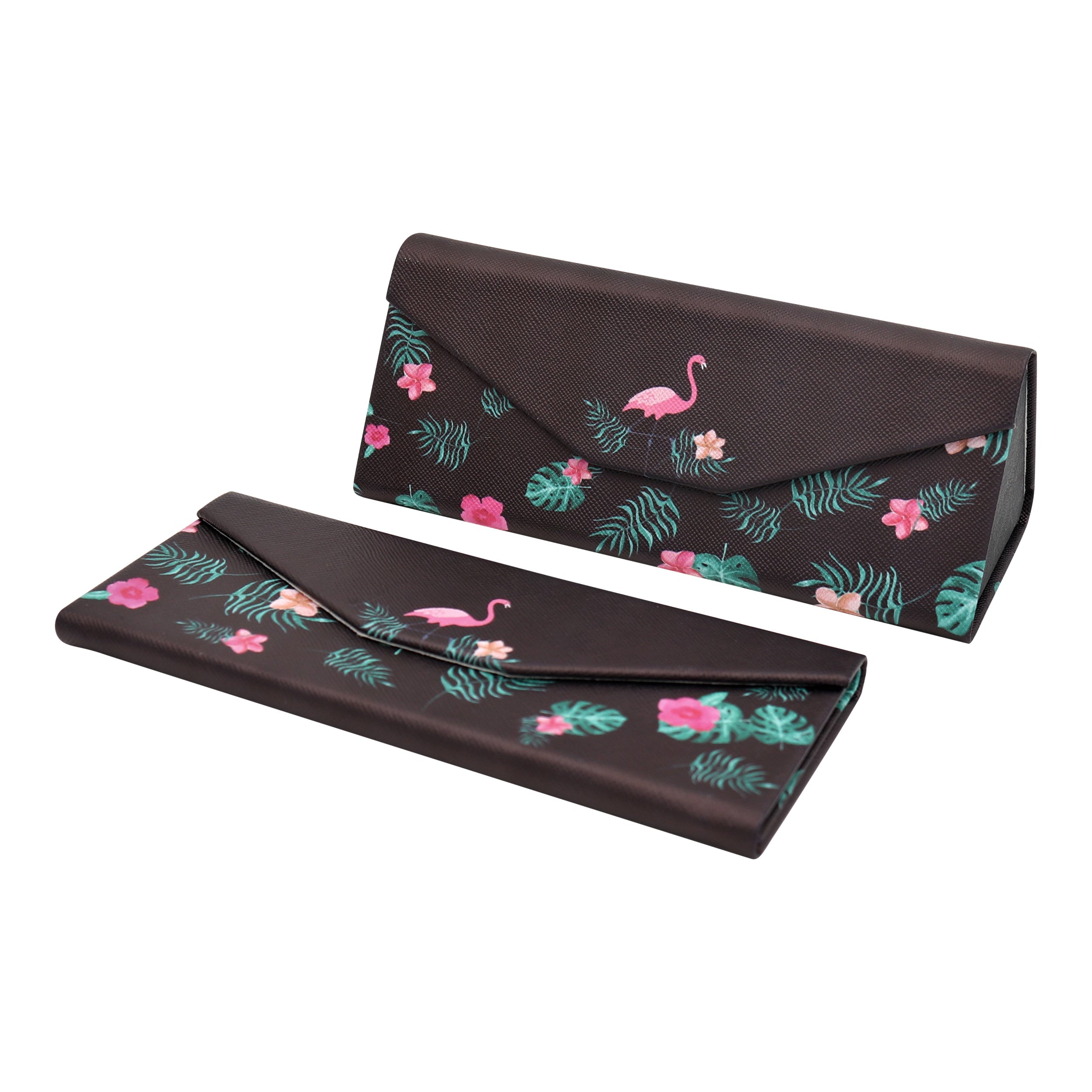 Flamingo Print Vegan Leather Glasses Case