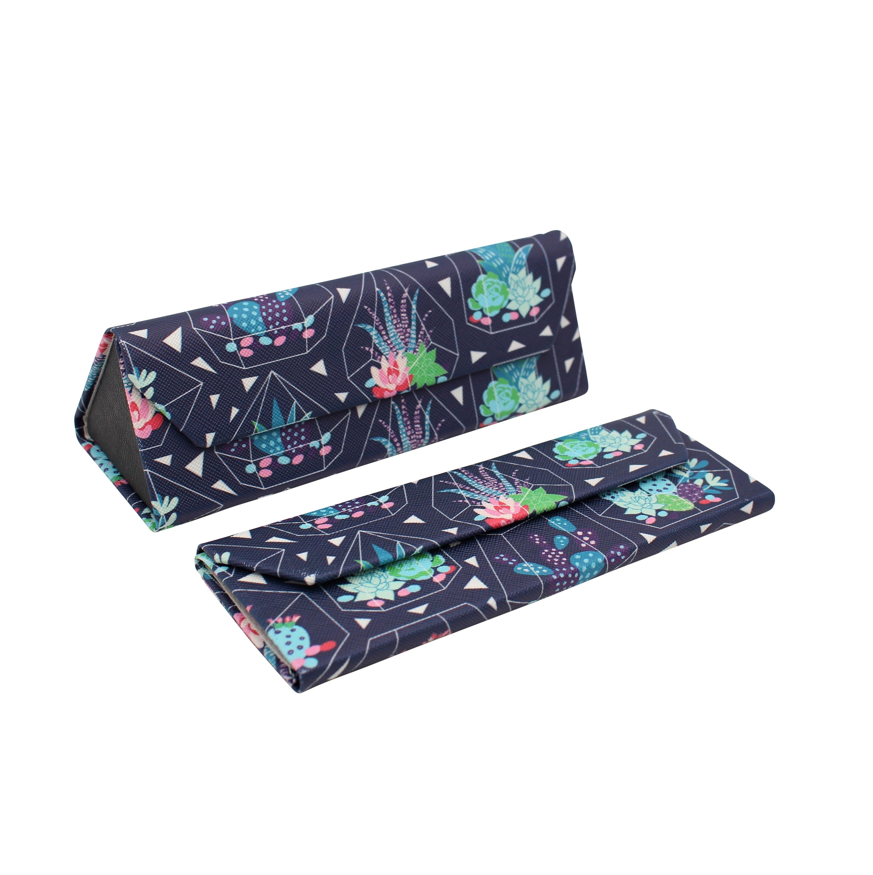 Small Succulent Terrarium Print Vegan Leather Glasses Case