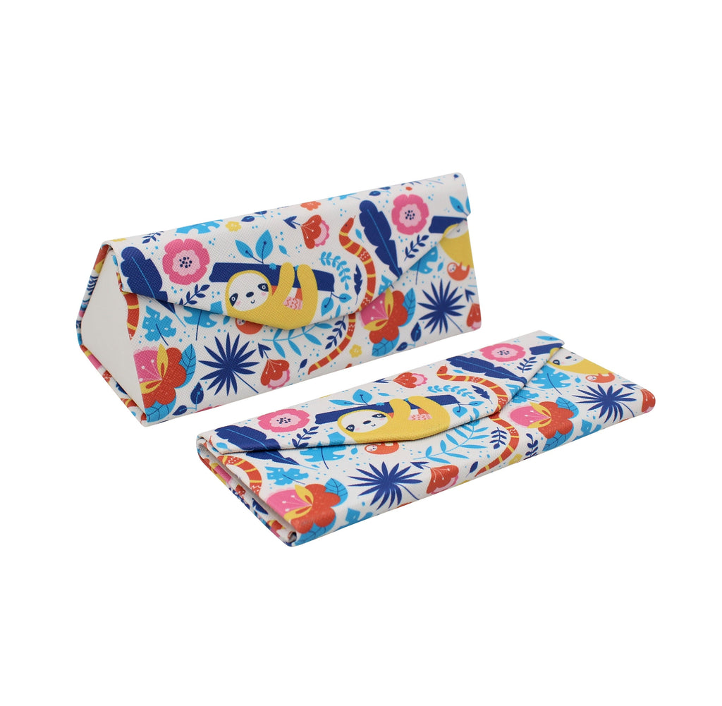 Jungle Sloth Print Vegan Leather Glasses Case