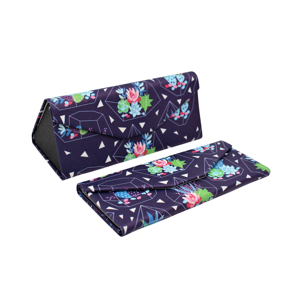 Succulent Terrarium Print Vegan Leather Glasses Case