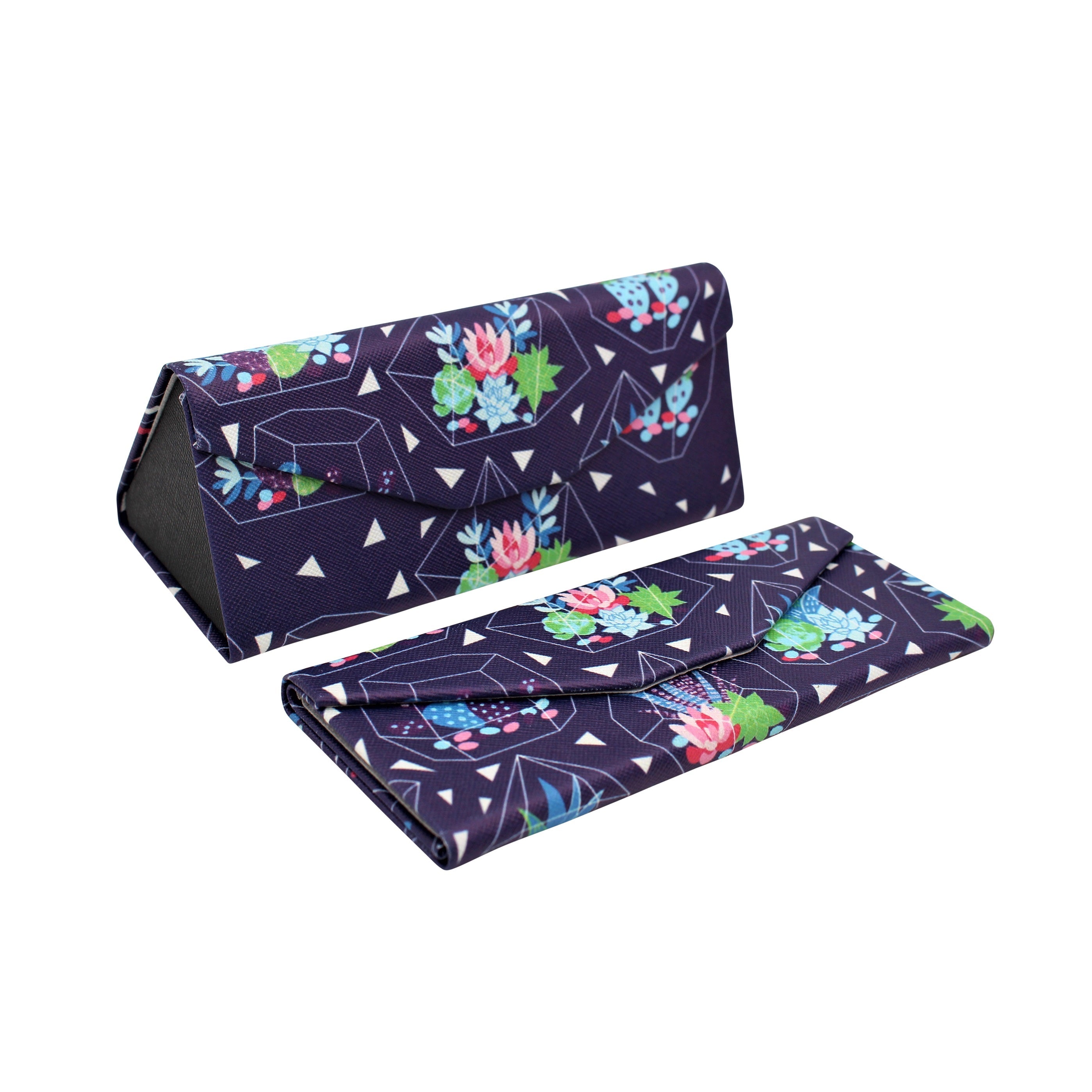 Succulent Terrarium Print Vegan Leather Glasses Case