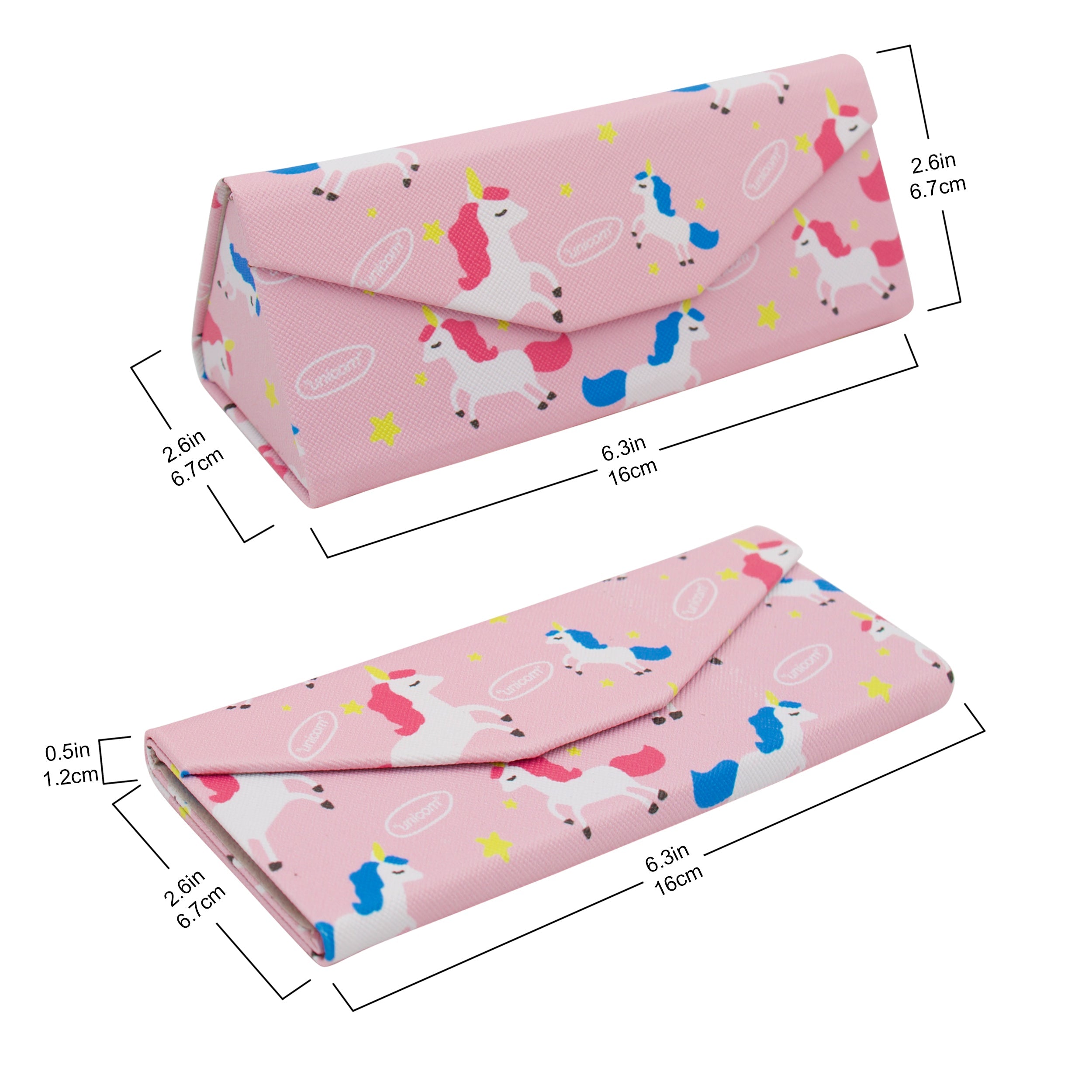 Unicorn Rainbow Print Vegan Leather Glasses Case