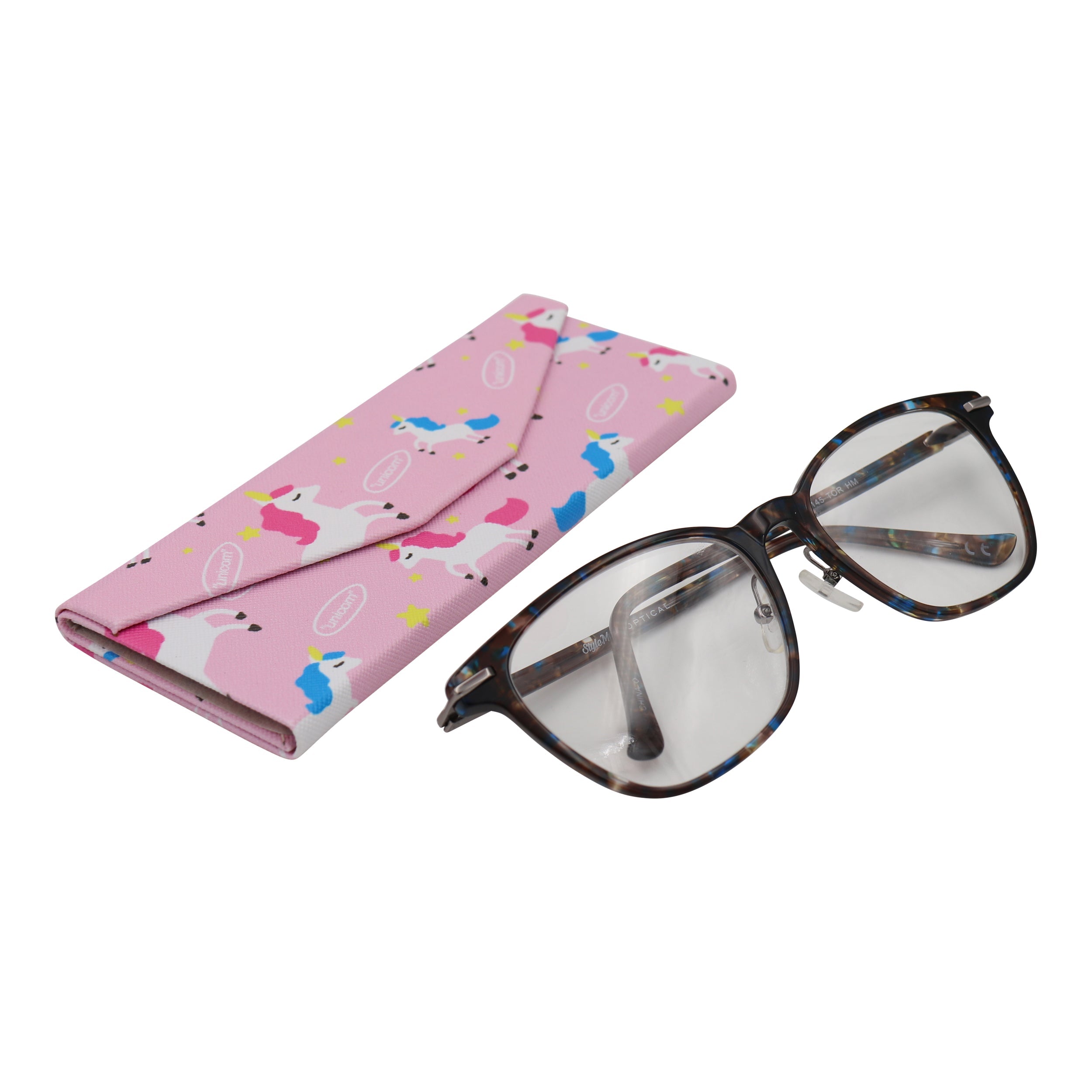 Unicorn Rainbow Print Vegan Leather Glasses Case