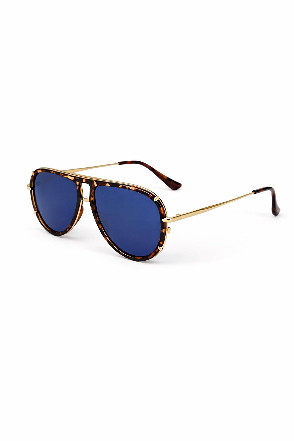 TopFoxx Ivy Luxe Blue Tangle-Free Round Aviator Sunglasses