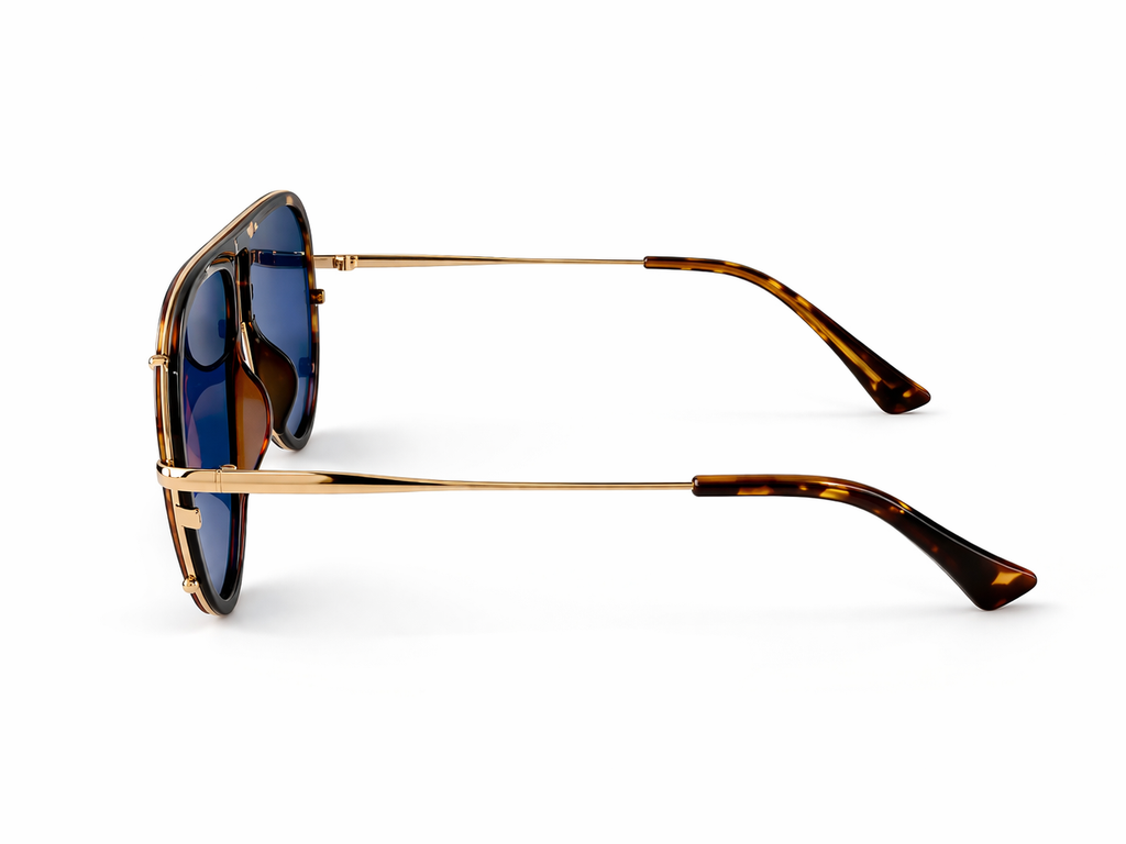 TopFoxx Ivy Luxe Blue Tangle-Free Round Aviator Sunglasses