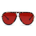 TopFoxx Ivy Luxe Red Tangle-Free Round Aviator Sunglasses