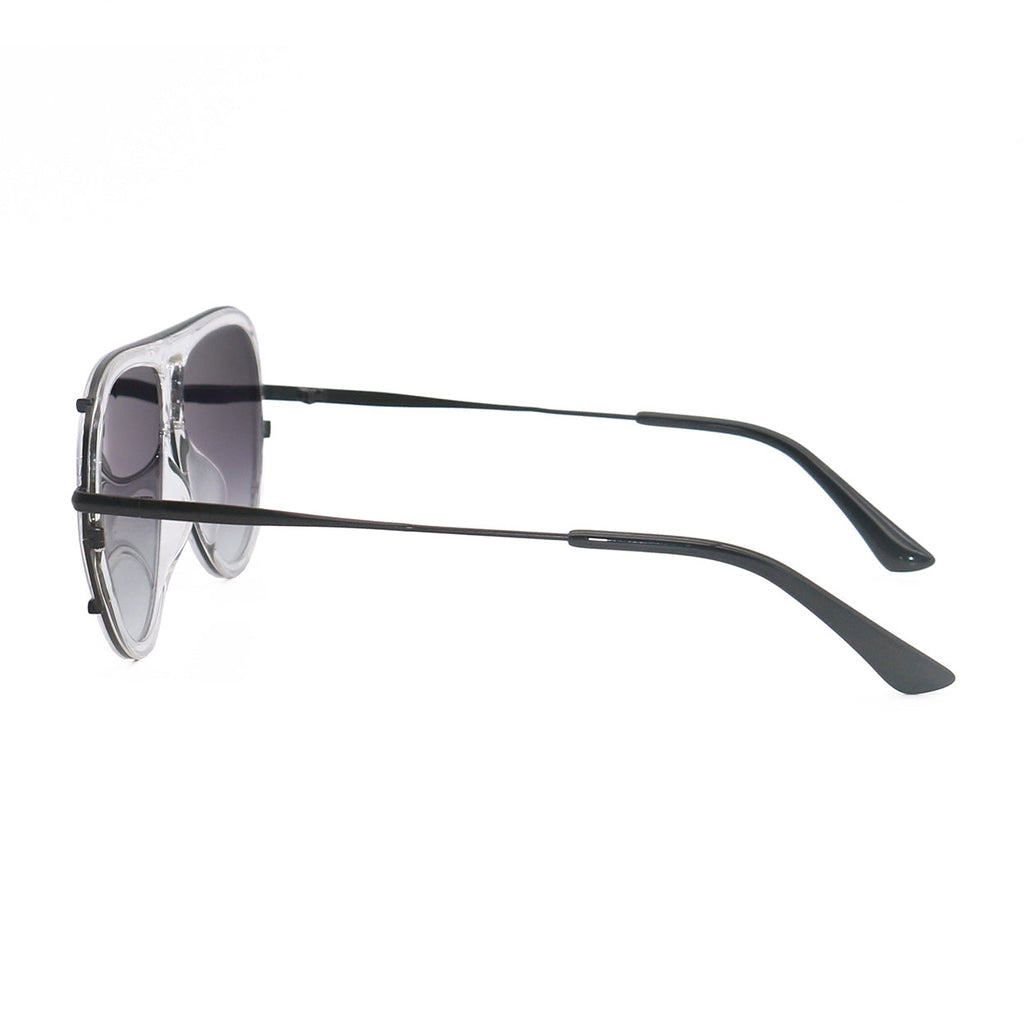 TopFoxx Ivy Luxe Clear Black Tangle-Free Round Aviator Sunglasses