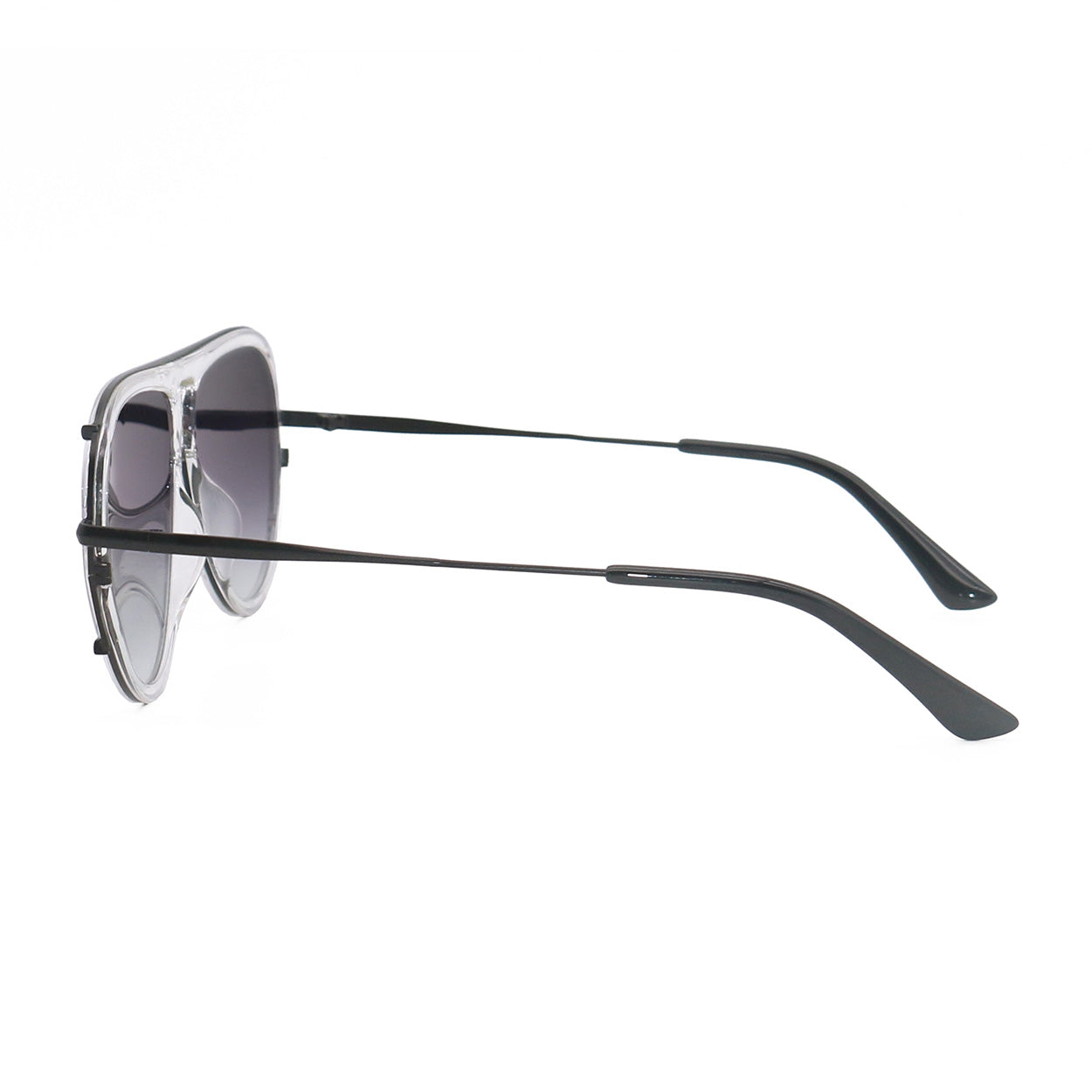 TopFoxx Ivy Luxe Clear Black Tangle-Free Round Aviator Sunglasses