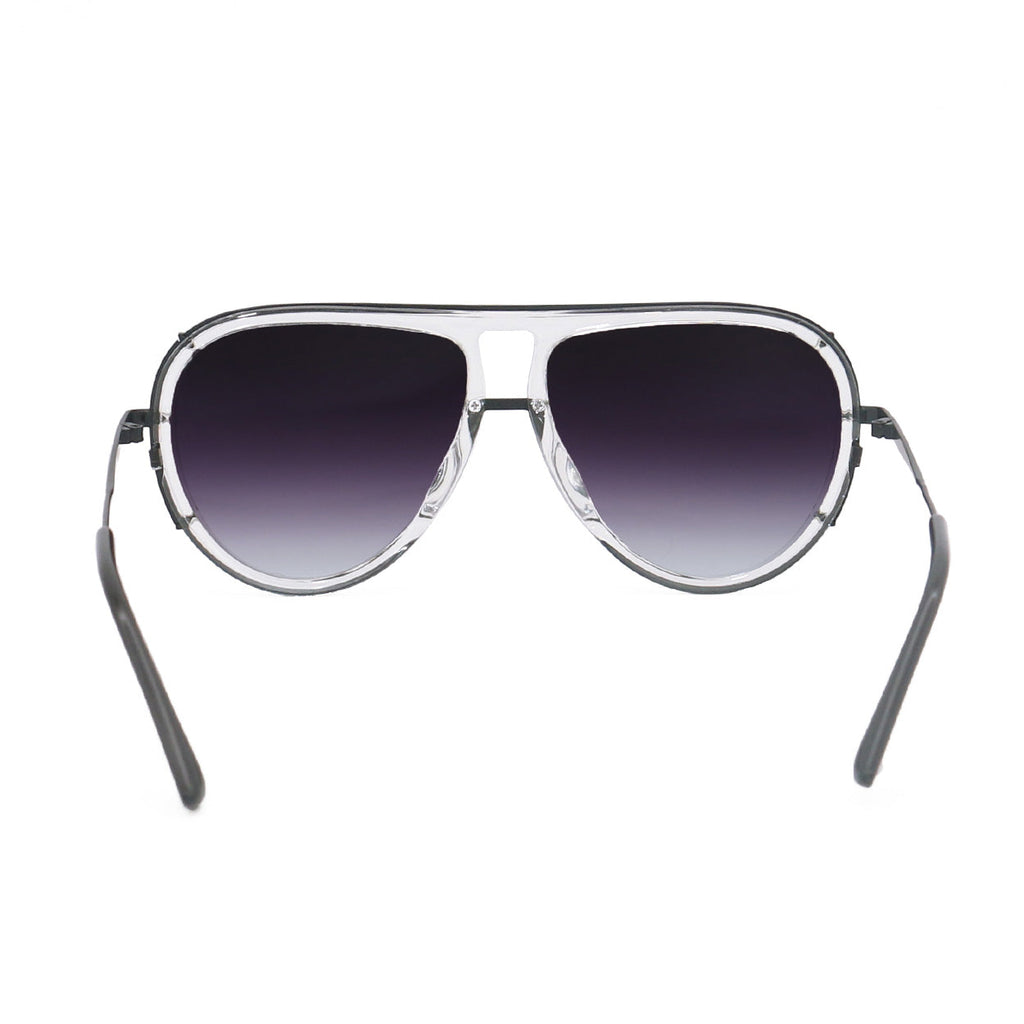 TopFoxx Ivy Luxe Clear Black Tangle-Free Round Aviator Sunglasses