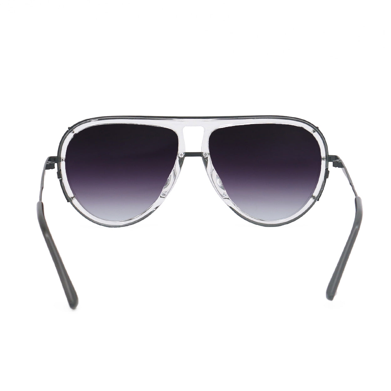 TopFoxx Ivy Luxe Clear Black Tangle-Free Round Aviator Sunglasses