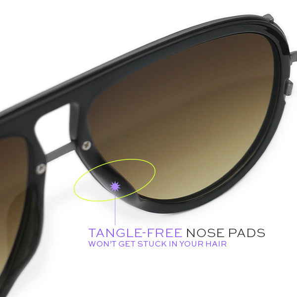 TopFoxx Ivy Luxe Olive Tangle-Free Round Aviator Sunglasses