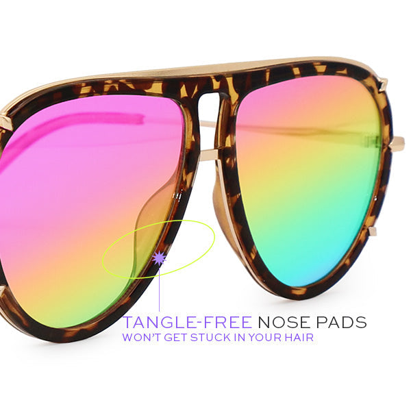 TopFoxx Ivy Luxe Pride Tangle-Free Round Aviator Sunglasses