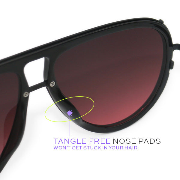 TopFoxx Ivy Luxe Ruby Tangle-Free Round Aviator Sunglasses