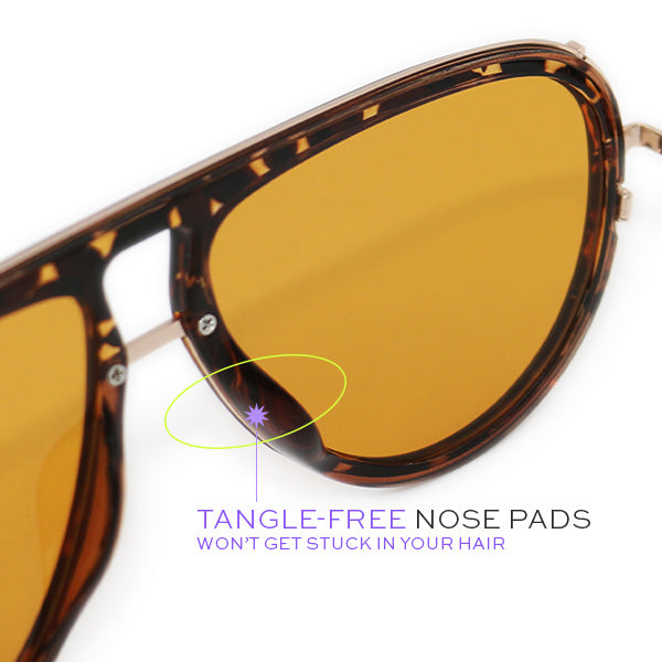 TopFoxx Ivy Luxe Yellow Tangle-Free Round Aviator Sunglasses