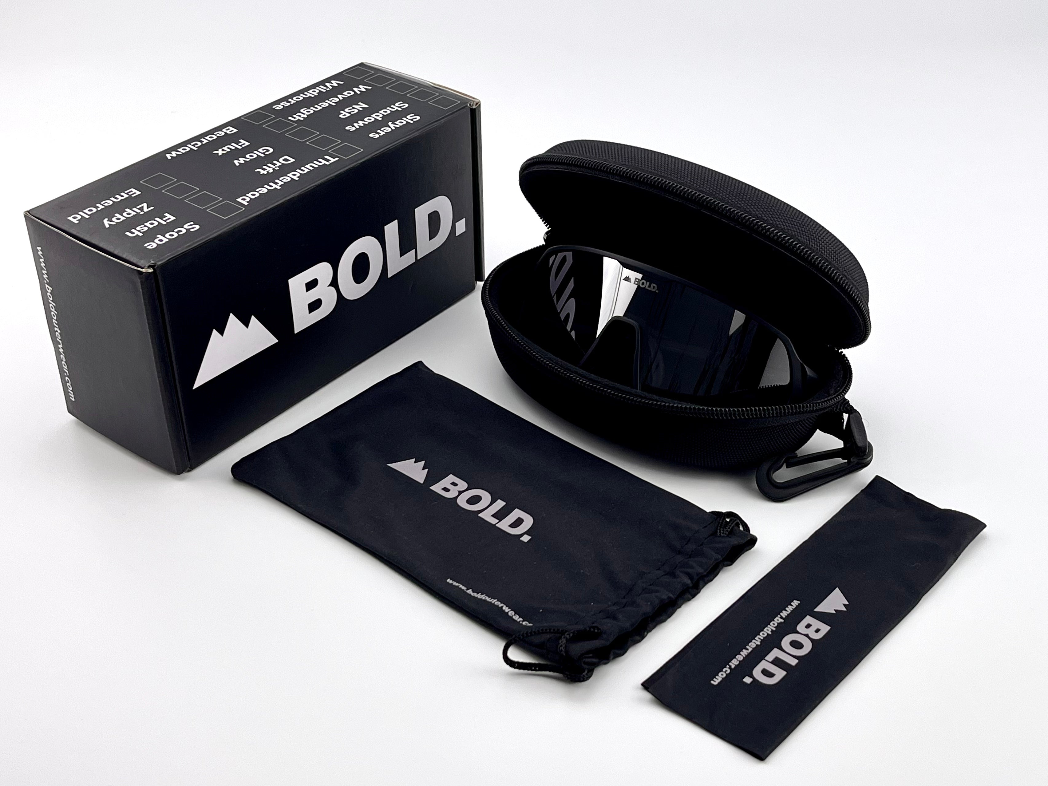 Boldouterwear Drift photochromic sunglasses with dark-tinted lenses and sleek black frames for outdoor sun protection.