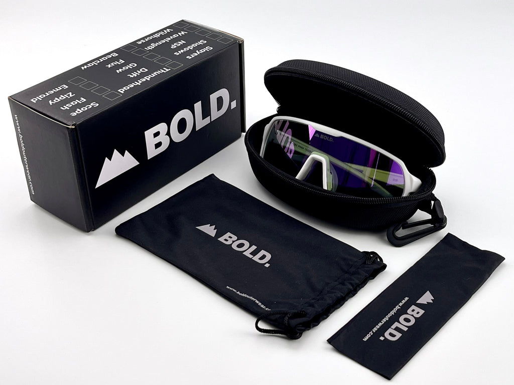 Boldouterwear BOLD Drift photochromic sunglasses showing tinted lenses and sleek black frames for outdoor wear.