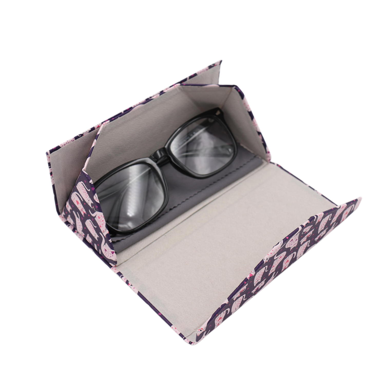 Lovely Cat Print Vegan Leather Glasses Case