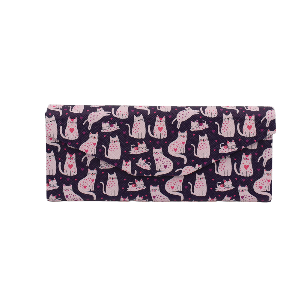 Lovely Cat Print Vegan Leather Glasses Case