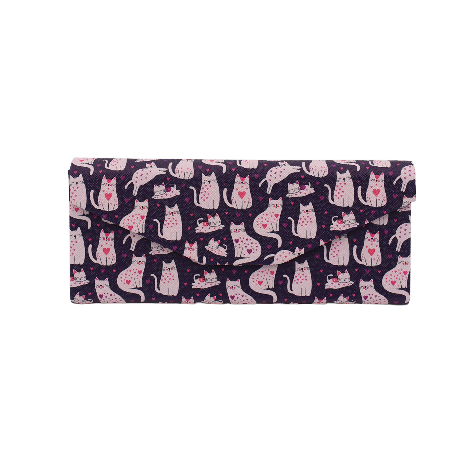 Lovely Cat Print Vegan Leather Glasses Case