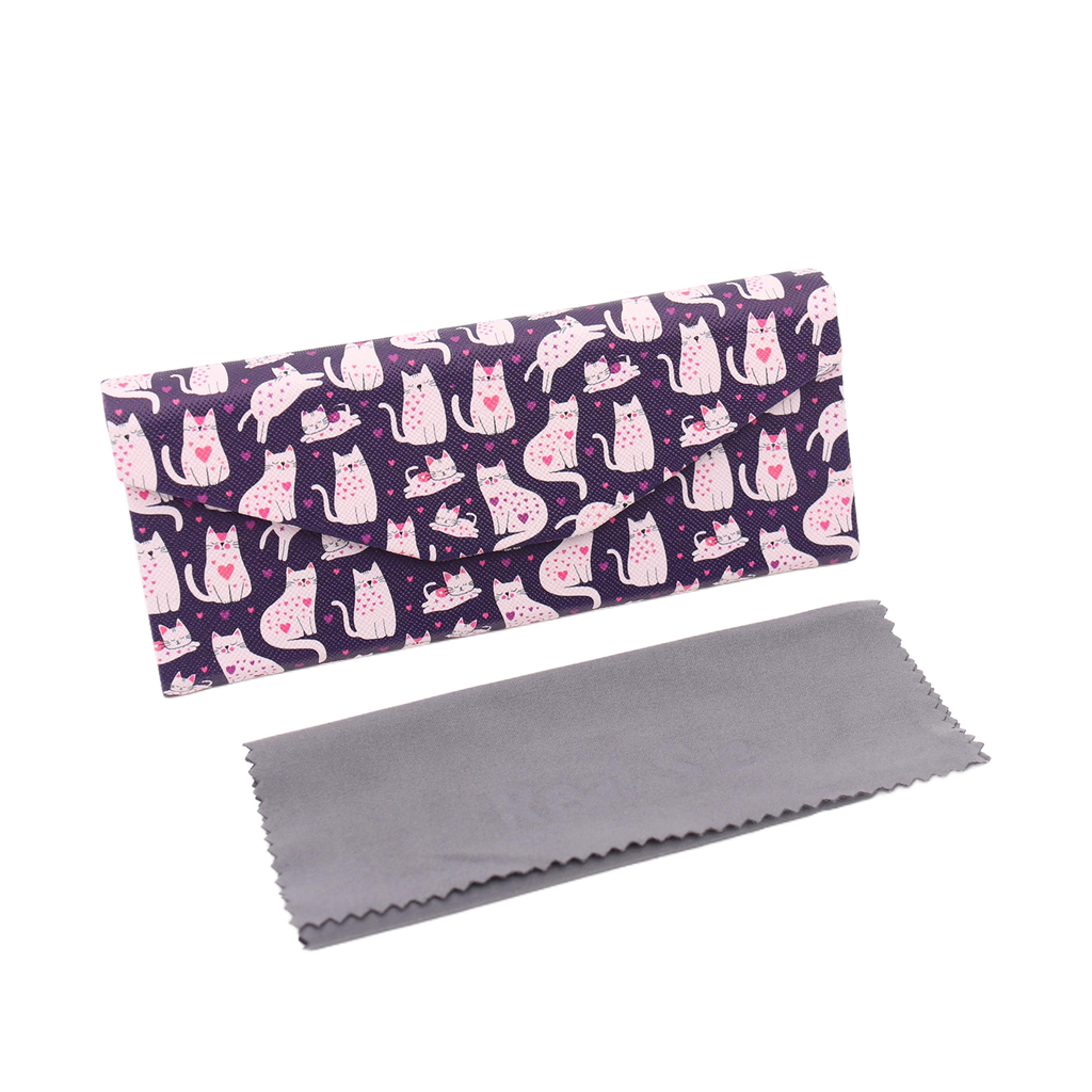 Lovely Cat Print Vegan Leather Glasses Case