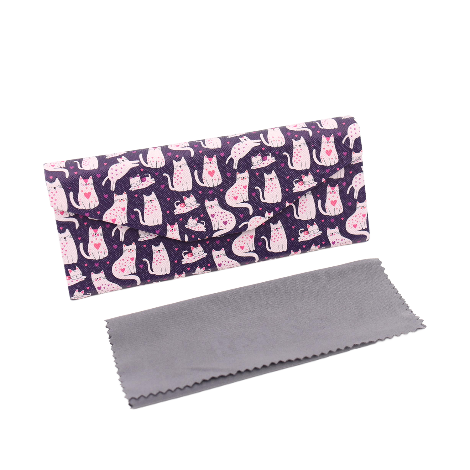 Lovely Cat Print Vegan Leather Glasses Case
