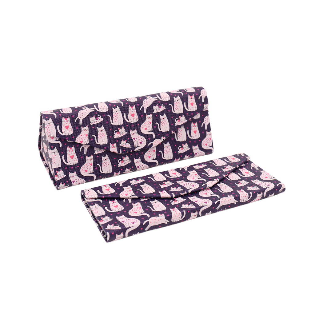 Lovely Cat Print Vegan Leather Glasses Case