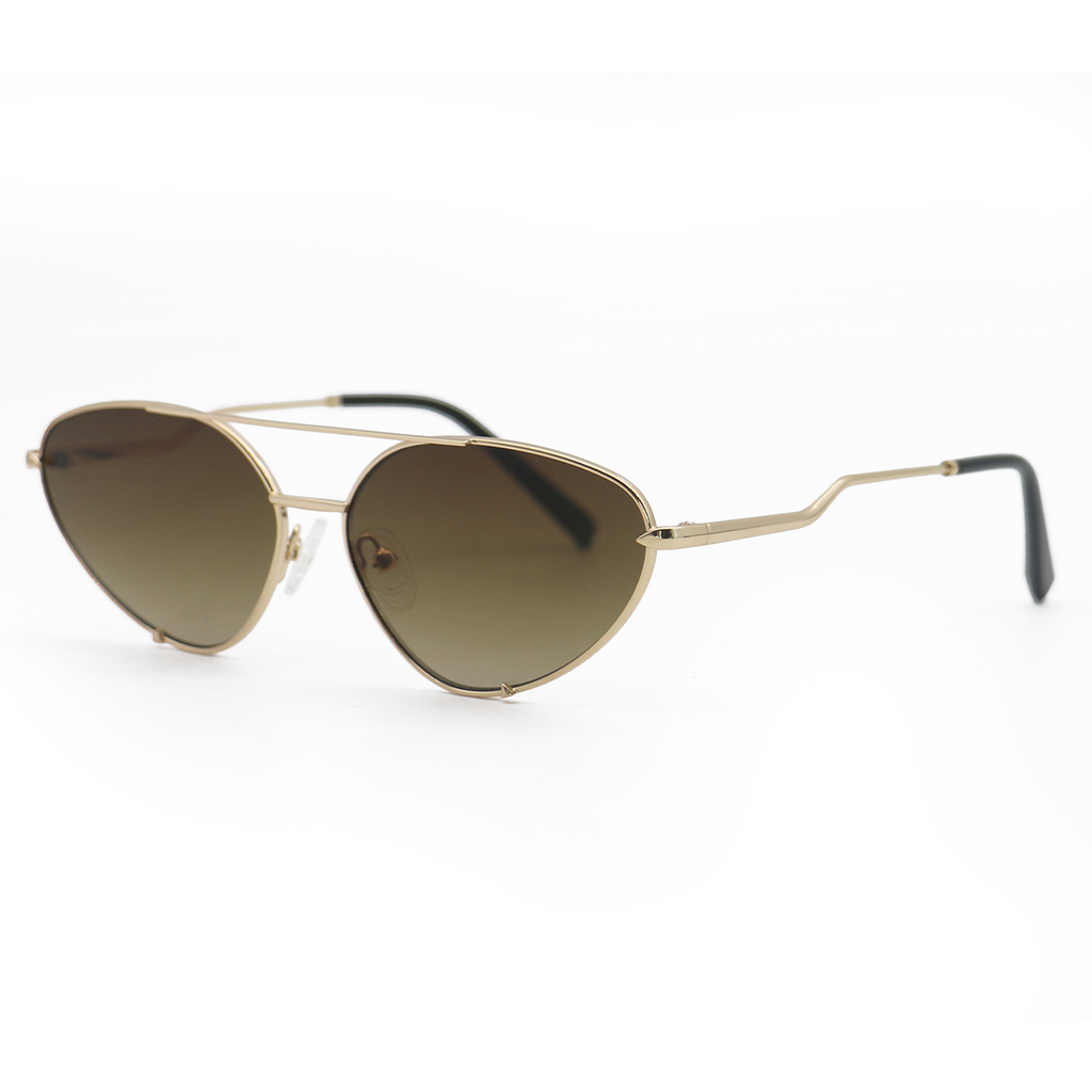 TopFoxx Lucky Star Faded Brown & Gold Cat Eye Aviator Sunglasses