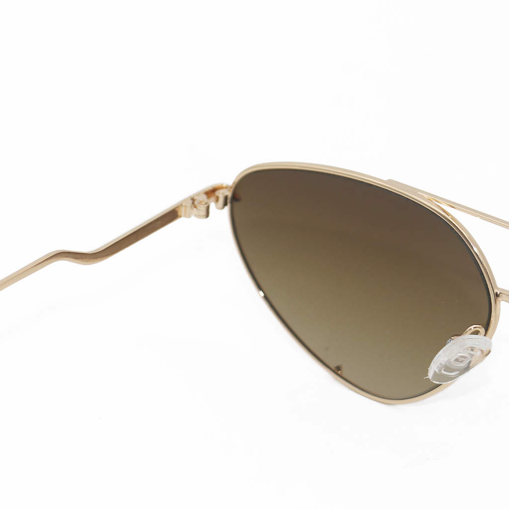TopFoxx Lucky Star Faded Brown & Gold Cat Eye Aviator Sunglasses