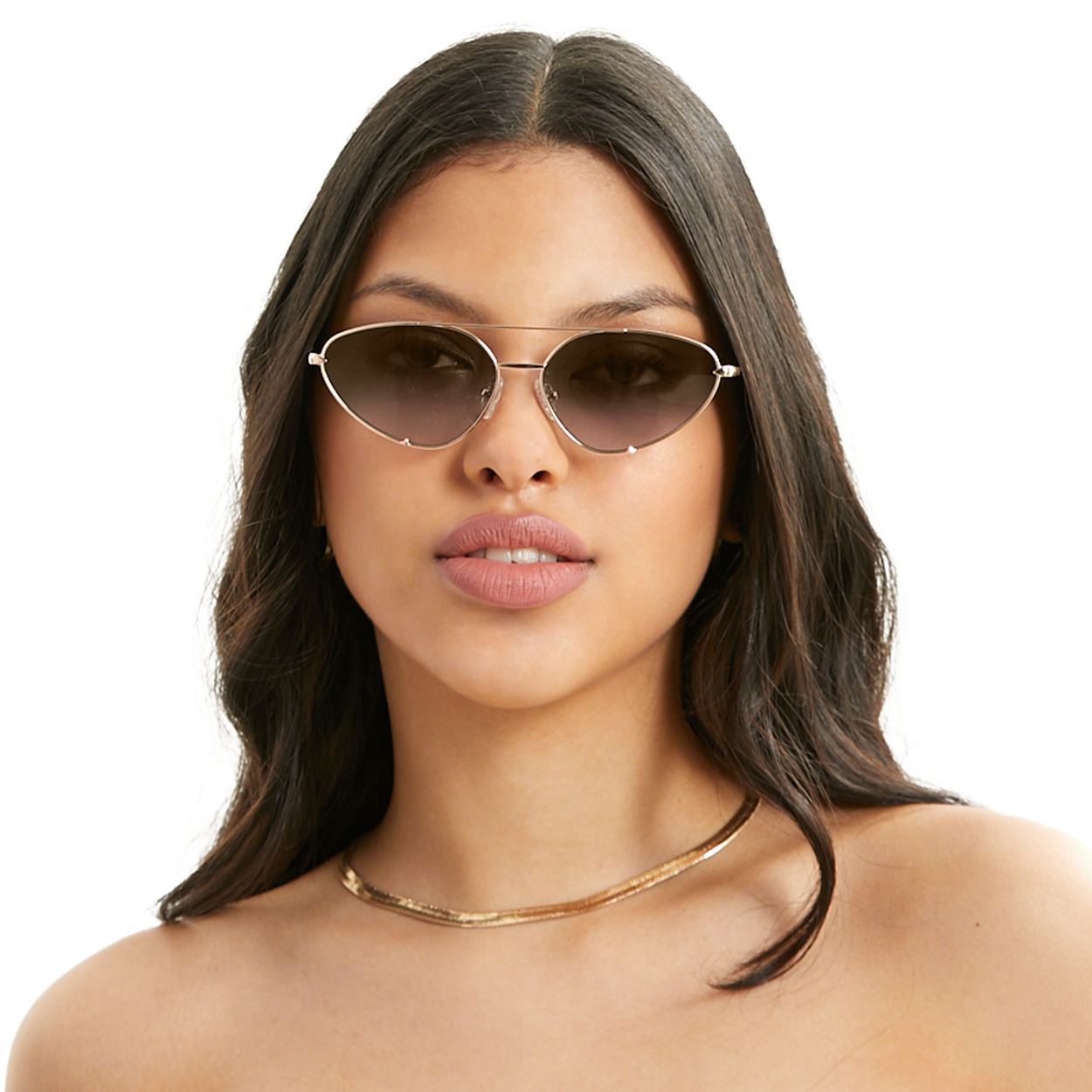 TopFoxx Lucky Star Faded Brown & Gold Cat Eye Aviator Sunglasses