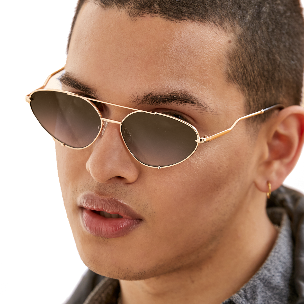 TopFoxx Lucky Star Faded Brown & Gold Cat Eye Aviator Sunglasses