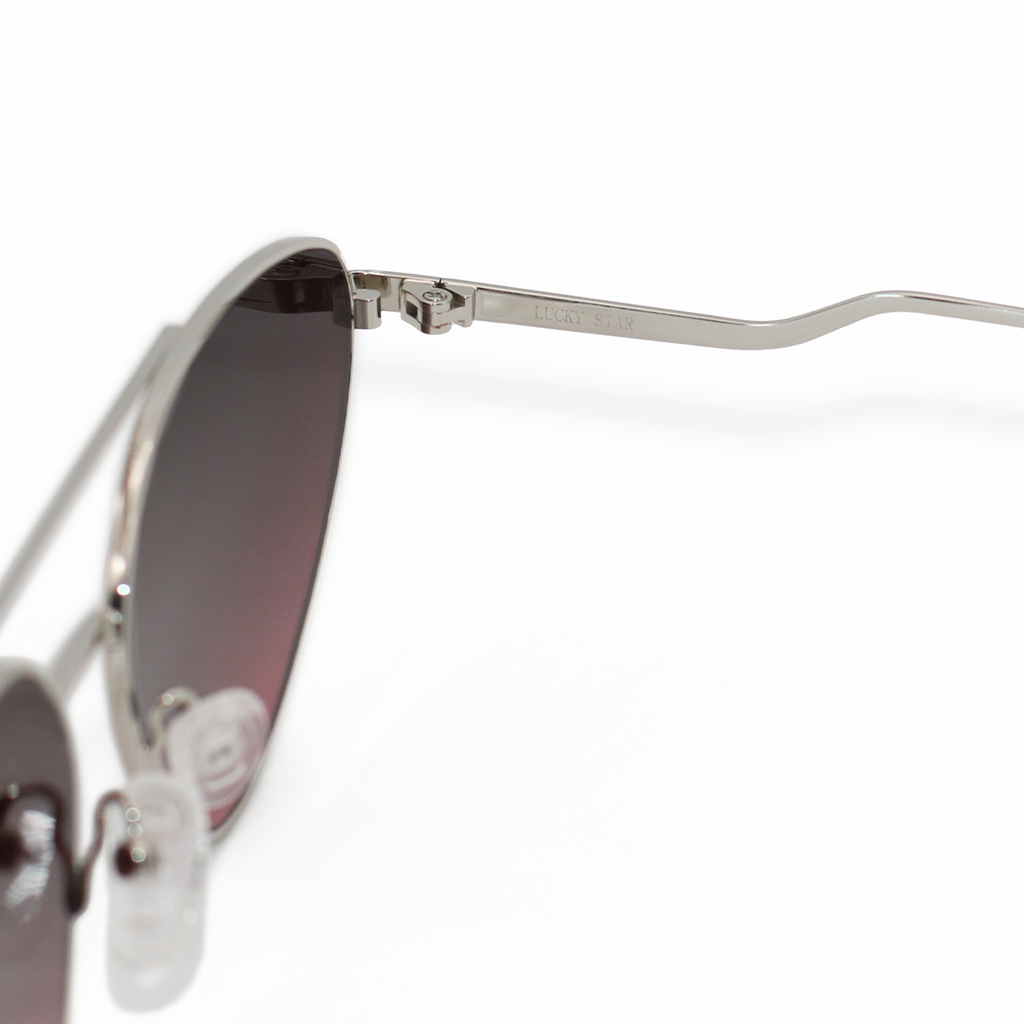 TopFoxx Lucky Star Ruby & Silver Cat Eye Aviator Sunglasses