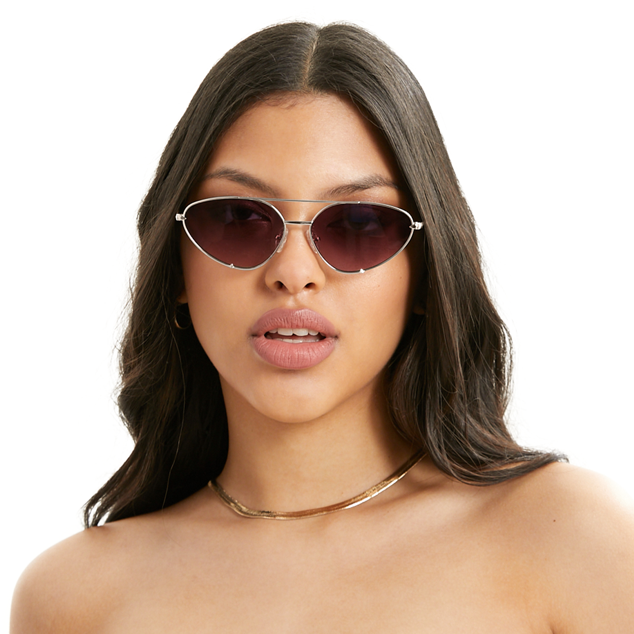 TopFoxx Lucky Star Ruby & Silver Cat Eye Aviator Sunglasses
