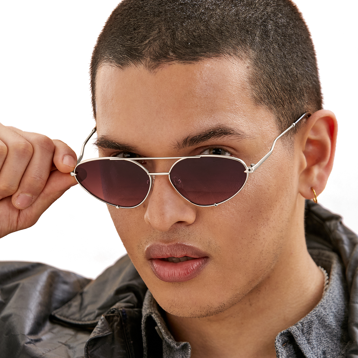 TopFoxx Lucky Star Ruby & Silver Cat Eye Aviator Sunglasses