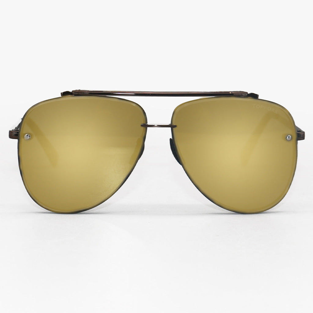 TopFoxx Luna Copper Tangle-Free Round Aviator Sunglasses