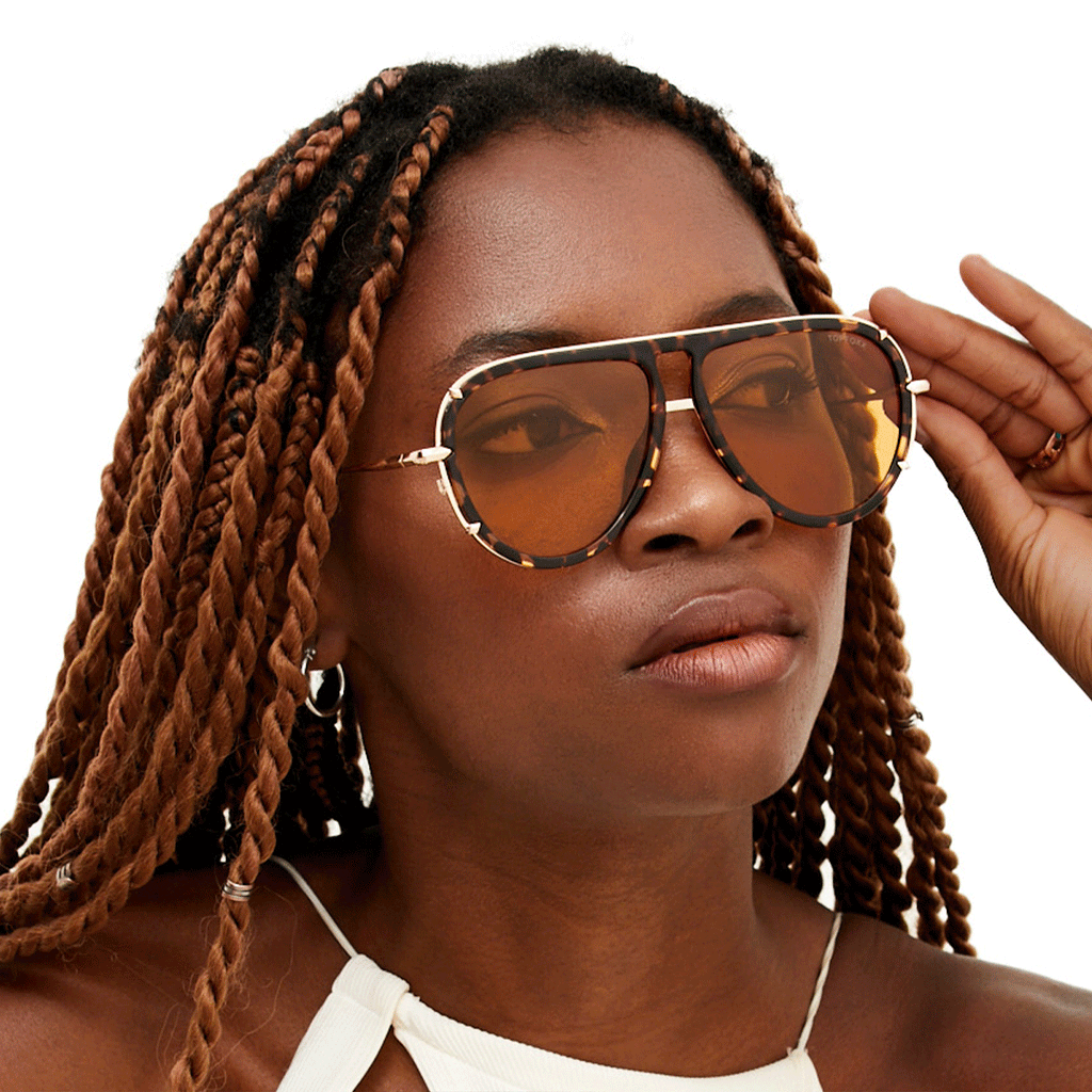 TopFoxx Ivy Luxe Yellow Tangle-Free Round Aviator Sunglasses