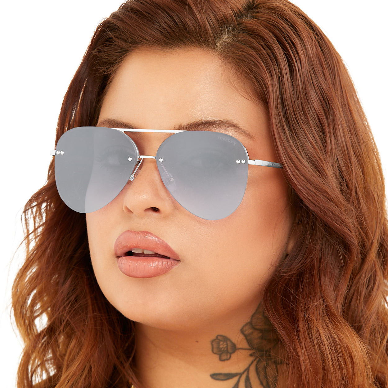TopFoxx Smaller Megan 2 Silver Metal Aviator Sunglasses