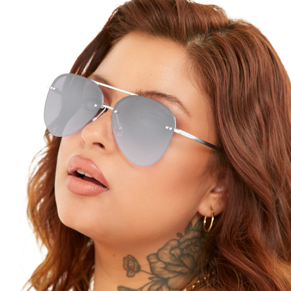 TopFoxx Smaller Megan 2 Silver Metal Aviator Sunglasses