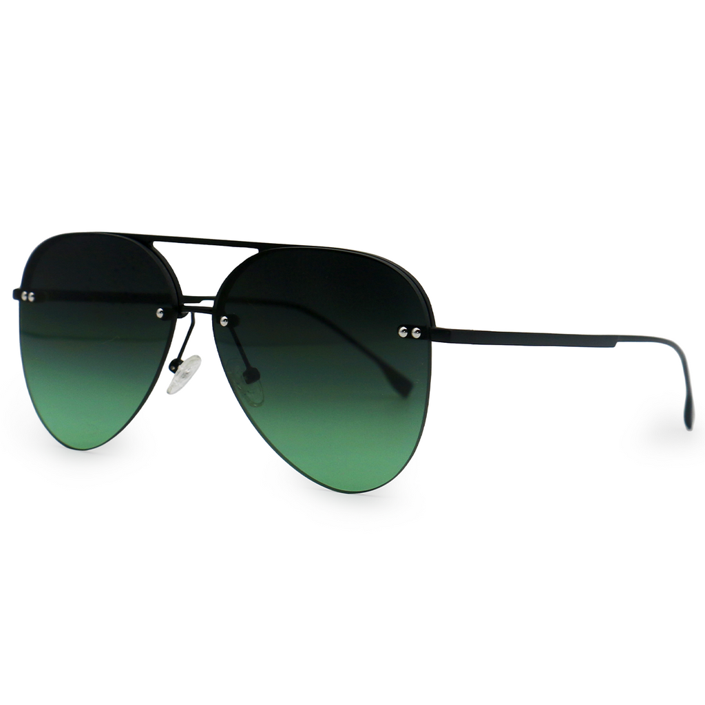 TopFoxx Smaller Megan 2 Dark Green Metal Aviator Sunglasses