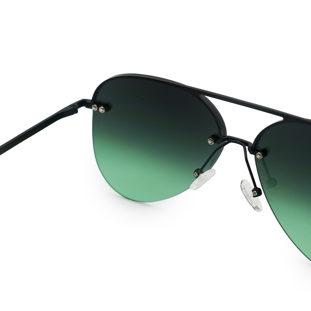 TopFoxx Smaller Megan 2 Dark Green Metal Aviator Sunglasses