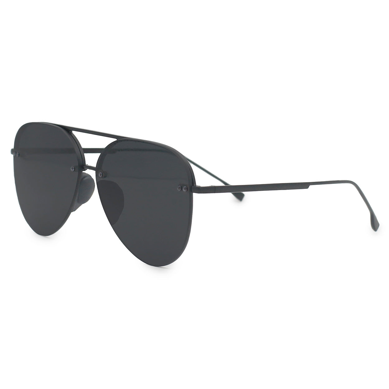 TopFoxx Smaller Megan 2 Jet Black Tangle-Free Aviator Sunglasses