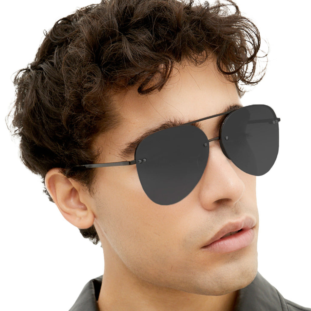 TopFoxx Smaller Megan 2 Jet Black Aviator Sunglasses