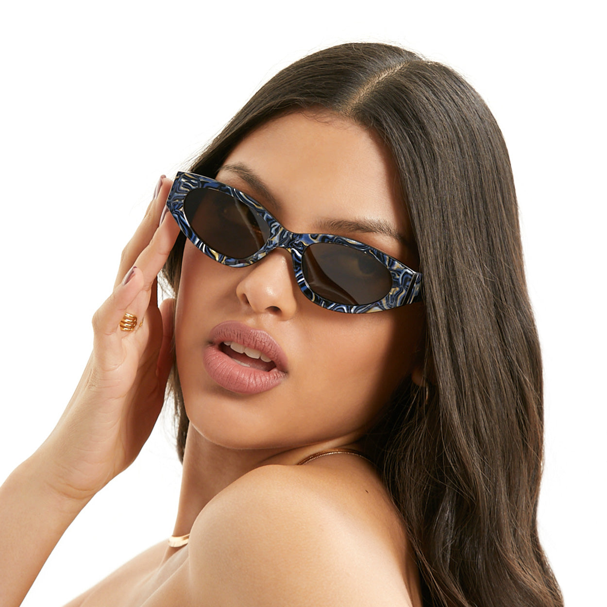 TopFoxx Kat x Money Moves Dark Blue Tangle-Free Sunglasses