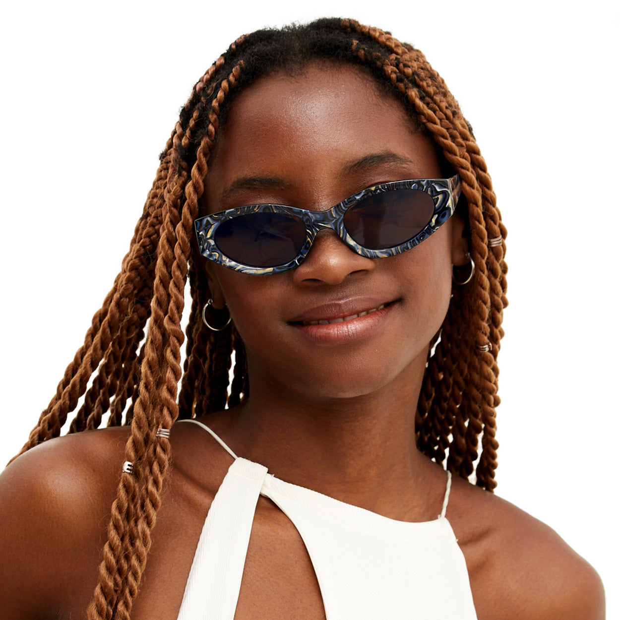 TopFoxx Kat x Money Moves Dark Blue Tangle-Free Sunglasses