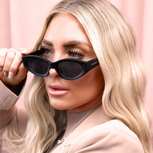 Kat x Money Moves - Black Cateye Sunglasses